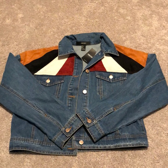 colorblock denim jacket forever 21